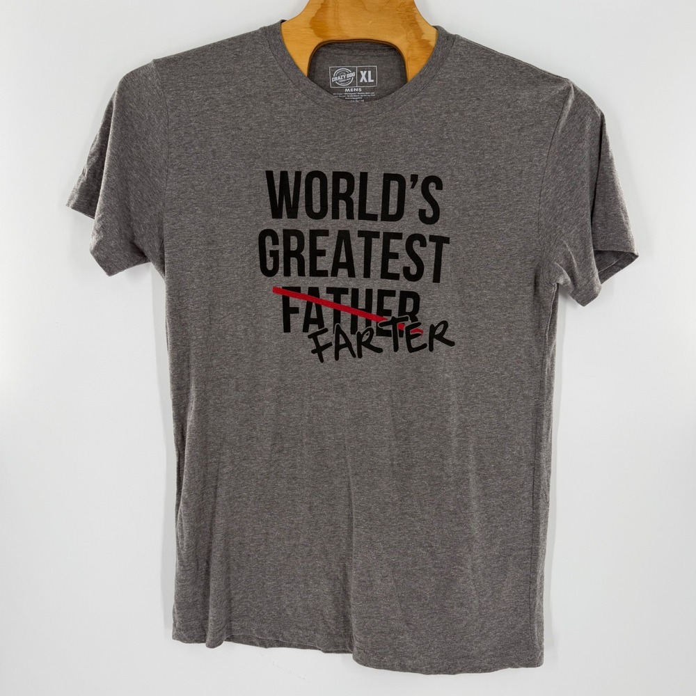 Crazy Dog T-Shirts Mens XL Worlds Greatest Farter Funny Graphic Tee Heather Gray